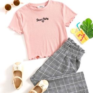 Girls paperbag waist pants set